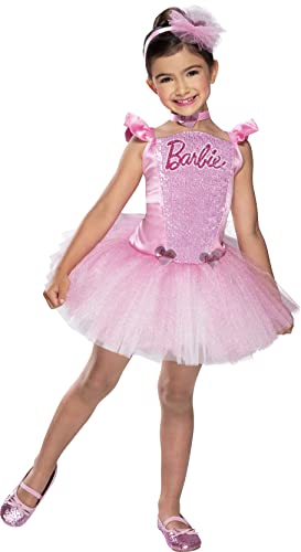 Rubies – offizielles Barbie-Kostüm für Kinder – Größe 5 – 6 Jahre – Kostüm mit Ballerina-Tutu-Kleid, rosa Haarband und Halskette von RUBIE'S