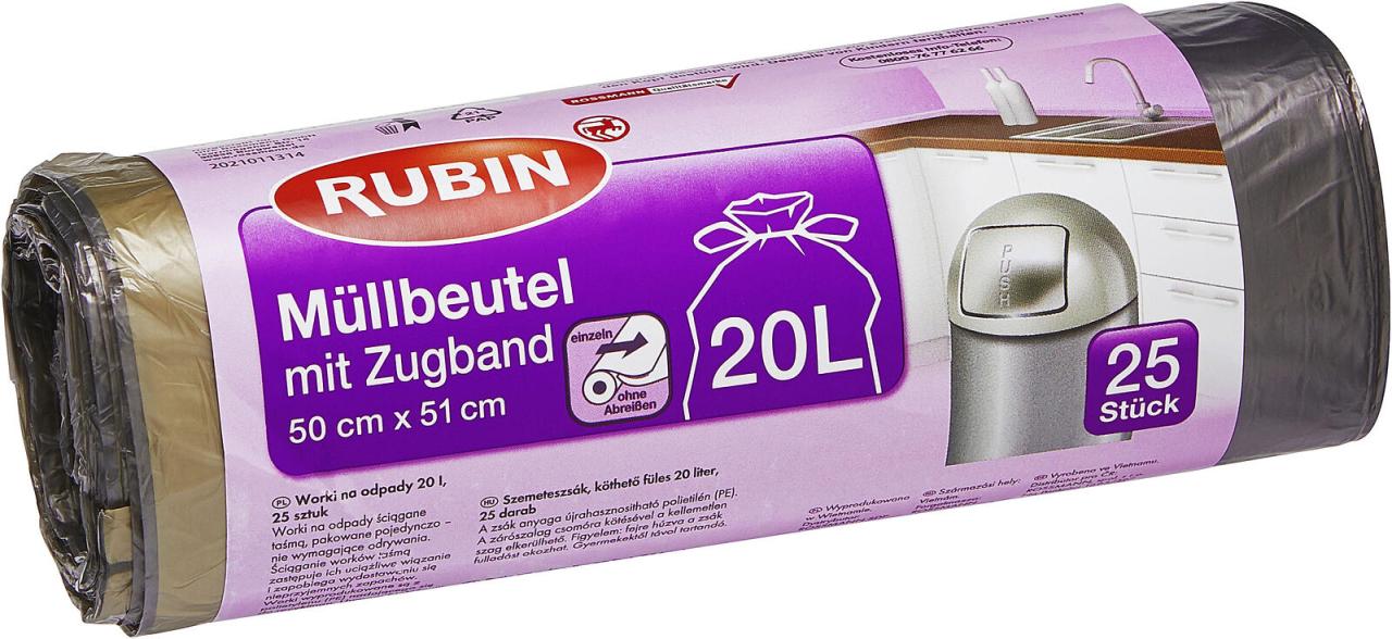 RUBIN Müllbeutel RUBIN Müllbeutel 20l/25St 20,0 l schwarz von RUBIN