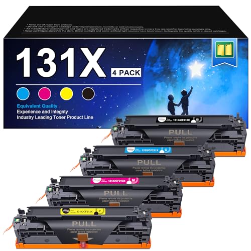 ‎RUDGUZ 131X Toner Kompatibel für HP 131A 131X CF210A CF210X CF211X CF213X CF212X Multipack für HP Laserjet 200 Color MFP M276nw Toner M276n M251n M251nw (Schwarz Cyan Gelb Magenta, 4er-Pack) von ‎RUDGUZ