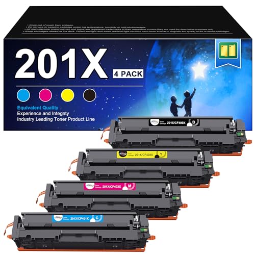 RUDGUZ 201X Toner Kompatibel für HP 201X 201A CF400X CF400A für HP Color Laserjet Pro MFP M277dw Toner Set M277n M252dw M277 M274n M252n M252 M277c6 (Schwarz Cyan Gelb Magenta, 4er-Pack) von RUDGUZ