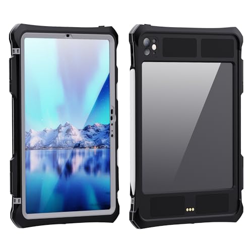 Wasserdichte Hülle für iPad Pro 11'' 2024 with Stifthalter,Outdoor Ultradünn Full Sealed IP68 Underwater Klare Rückseite Abdeckung Dual Layer Hülle Stoßfest Staubdicht Ganzkörper Schutzhülle (Schwarz) von RUEBCOAK