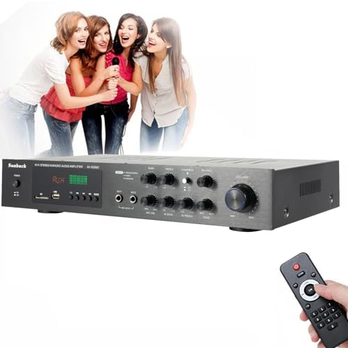 Bluetooth Verstärker, Audio Leistungsverstärker, Verstärker HiFi Stereo mit Fernsteuerung, SD\USBRCAAUX .0 Bluetooth Ausgang, 5.1-Kanal, 2 Mikrofonbuchsen, 600W, für Heimkino, Karaoke-Partys Bluetooth Verstärker, Audio Leistungsverstärker, Verstärker HiFi Stereo mit Fernsteuerung, SD\USBRCAAUX .0 Bluetooth Ausgang, 5.1-Kanal, 2 Mikrofonbuchsen, 600W, für Heimkino, Karaoke-Partys von RUETERY