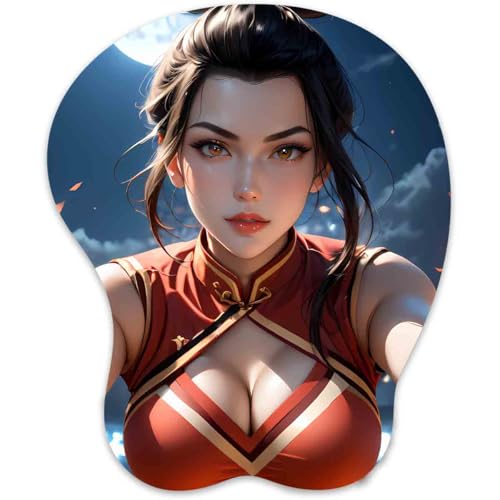 3D Mauspad mit Silikon Brüste Mousepad mit Handauflage. Anti Rutsch Anime Manga Maus Pad Handgelenkauflage für Büro (Azula 2) von RUFSMAAN