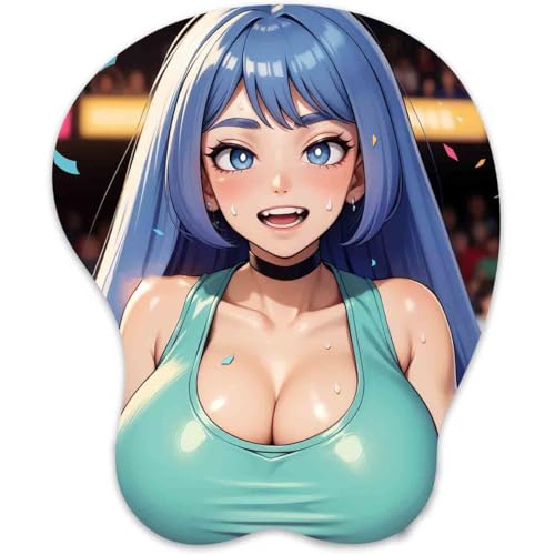 3D Mauspad mit Silikon Brüste Mousepad mit Handauflage. Anti Rutsch Anime Manga Maus Pad Handgelenkauflage für Büro (Nejire Hado 3) von RUFSMAAN