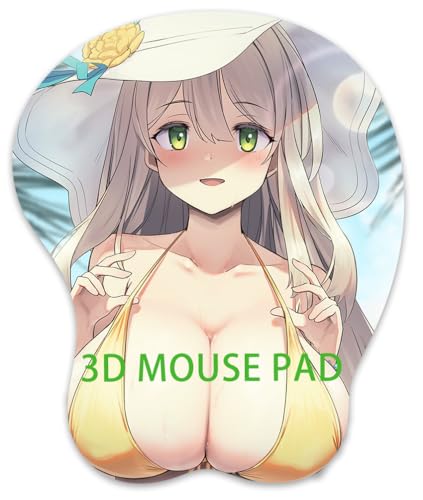 3D Mauspad mit Silikon Brüste Mousepad mit Handauflage. Anti Rutsch Anime Manga Maus Pad Handgelenkauflage für Büro Spiel von RUFSMAAN