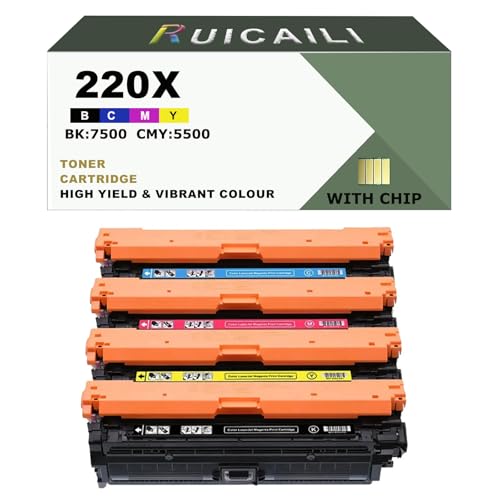 Toner mit Chip für H-P 220A W2200A W2201A W2202A W2203A Toner mit Chip für H-P 220A 220X Set Toner für Color Laserjet Pro MFP 4302dw Toner 4302fdw 4202dw 4202dn 4302fdn (4er-Pack) : BK:75 00 CMY: von RUICAILI
