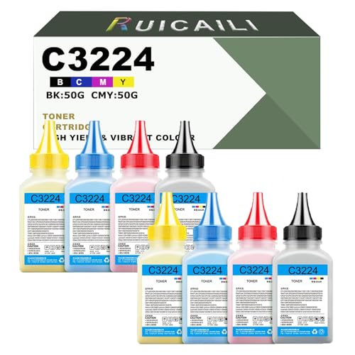 Tonerpatrone (50 g), kompatibel mit Lexmark C3210K0 C3210C0 C3210M0 C3210Y0 Toner für C3224dw C3326dw C3426dw MC3224adwe (8PK-2BK/2C/2M/2Y) von RUICAILI