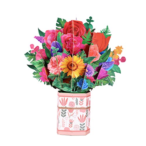 Pop-Up Blumenkarte für Mama, 24,8 x 24,8 cm 3D Blumen Klappkarte zum Muttertag, Blumenstrauß Karte mit blanko-Umschlag für Geburtstag, Muttertag, Jahrestag (Rosen) von RUICK