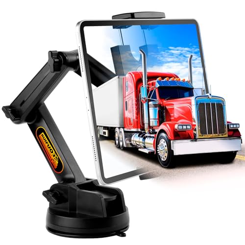 Tablet Halterung Auto,Tablet Halterung für LKW,Heavy Duty Super Saugnapf für Tablet & iPad Halterung LKW Armaturenbrett Windschutzscheibe 16,7 Zoll Langer Arm & Stabil,für 4,7-12,9 Geräte (Schwarz) von RUIFUO