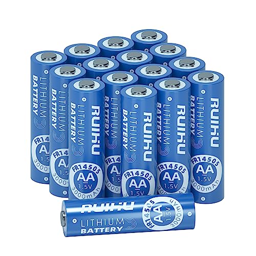 RUIHU AA Batterien, 16 Stück Lithium Eisen Doppel A Batterien, 1.5V 3000mAh Langlebigere AA Lithium Batterien für Taschenlampe, Spielzeug, Fernbedienung, Nicht wiederaufladbar (Lithium AA-16 Stück) RUIHU AA Batterien, 16 Stück Lithium Eisen Doppel A Batterien, 1.5V 3000mAh Langlebigere AA Lithium Batterien für Taschenlampe, Spielzeug, Fernbedienung, Nicht wiederaufladbar (Lithium AA-16 Stück) von RUIHU