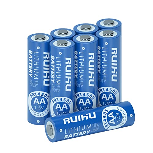 RUIHU AA Batterien, 8 Stück Lithium Eisen Doppel A Batterien, 1.5V 3000mAh Langlebigere AA Lithium Batterien für Taschenlampe, Spielzeug, Fernbedienung, Nicht wiederaufladbar (Lithium AA-8 Stück) von RUIHU