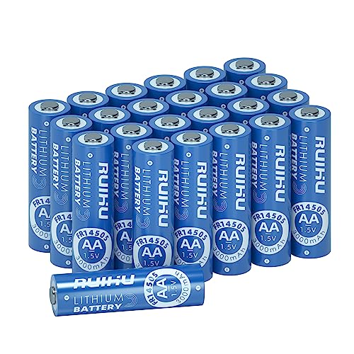 RUIHU AA-Lithium-Batterien, 8 Stück Lithium-Eisen-Doppel-A-Batterien, 1,5 V 3000 mAh längere Lebensdauer AA-Batterien für Taschenlampe(Lithium AA-24 Count) von RUIHU