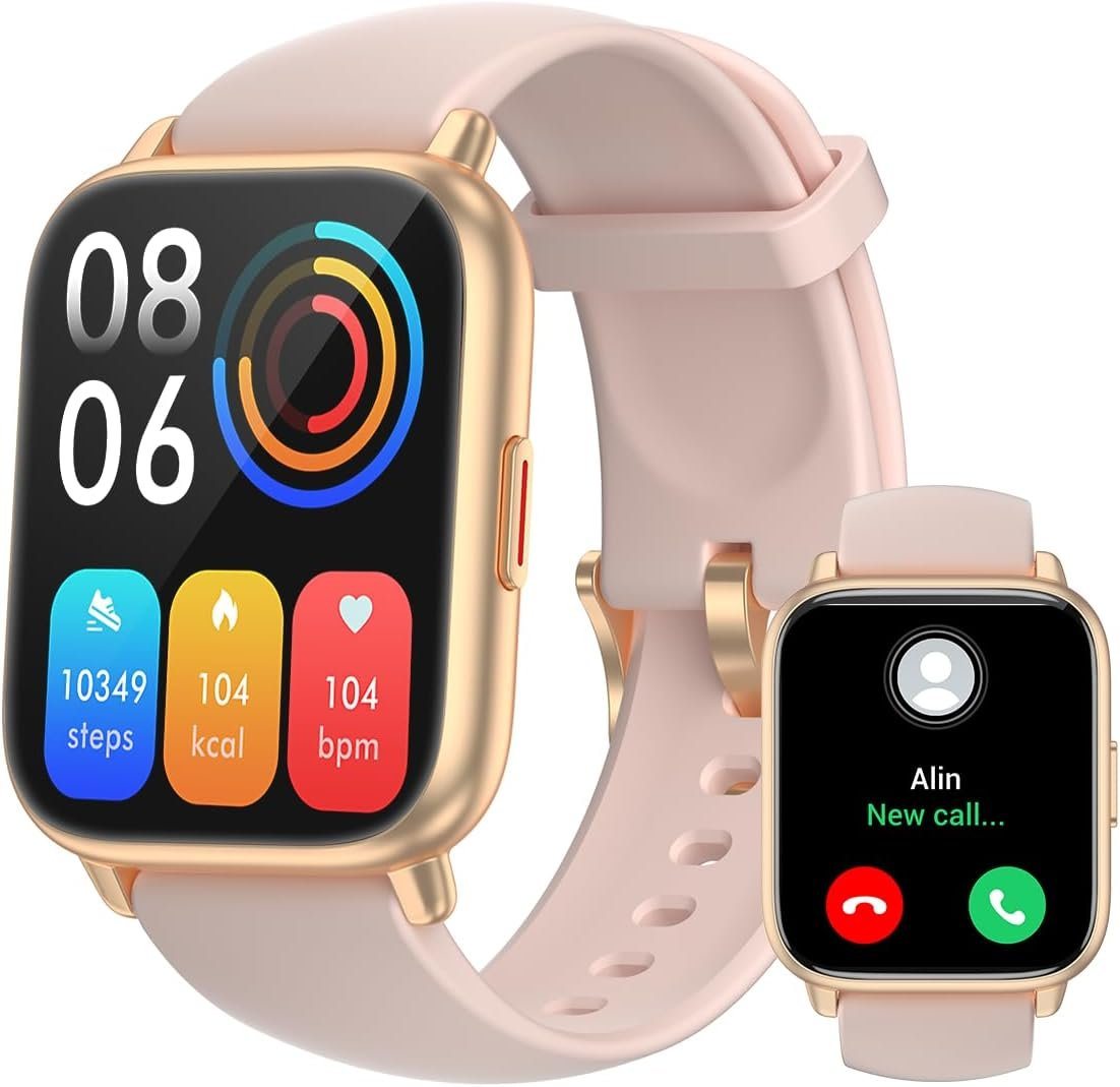 RUIMEN Smartwatch (1,69 Zoll, Android iOS), HD-Touch Smartwatch mit Telefonfunktion und Gesundheitsüberwachung von RUIMEN