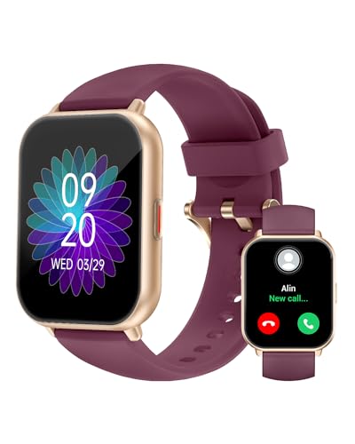 RUIMEN Smartwatch mit Telefonfunktion,Smartwatch für Damen Herren HD-Touch Screen Fitnessuhr mit SpO2-Überwachung Pulsuhr Schlafmonitor Schrittzähler Uhr Multi Trainingsmodi für Android iOS, Lila von RUIMEN