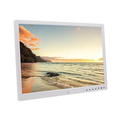 17 Zoll digitaler Fotorahmen, elektronischer Fotorahmen, elektronisches Fotoalbum, ultraschmaler Rahmen, Video-Werbemaschine, mit Fernbedienung, Halterung, Wandhalterung (Color : White) von RUIRUME