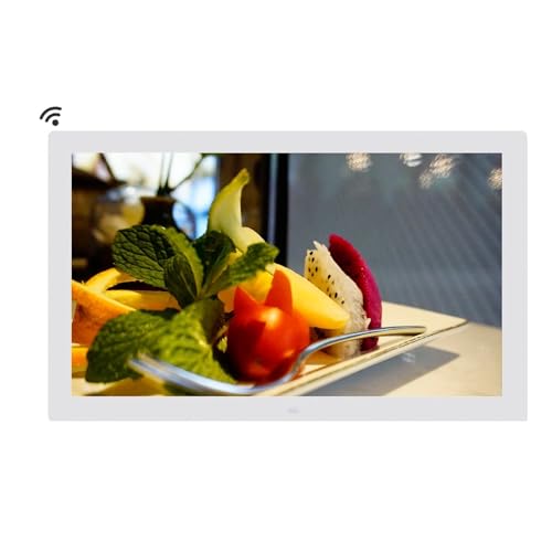 32 Zoll großer digitaler Bilderrahmen, IPS-Full-HD-Bildschirm, Timer ein- und ausschaltbar, Wandmontage, einfach einzurichten (Color : White, Size : with wifi) von RUIRUME