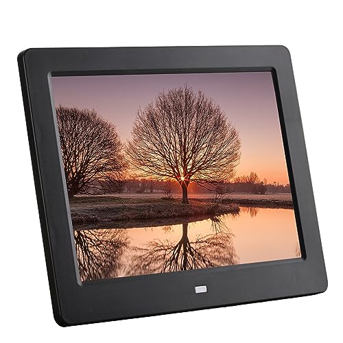 8 Zoll 4:3 quadratischer digitaler Bilderrahmen mit Anzeige von Fotos, Musik, Video-Player, Kalender, automatischem EIN-/Aus-Timer (Color : Black) von RUIRUME