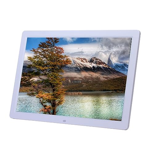 Hochauflösender elektronischer 17-Zoll-Fotorahmen, Videoständer-Player, 1080P, an der Wand montierter digitaler Fotorahmen mit vertikaler Bildschirmanzeige und Fernbedienung (Color : White) von RUIRUME