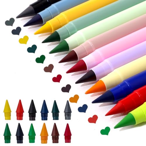 26 Stück Unendlicher Bunt Bleistifte Graffiti Stifte Set,13 Farben Ewiger Bleistift mit Radiergummi Stift Buntstifte Set Mechanical Pencil Forever Pen Colored Pencils Buntstifte für Erwachsene Kinder von RUIYDZ