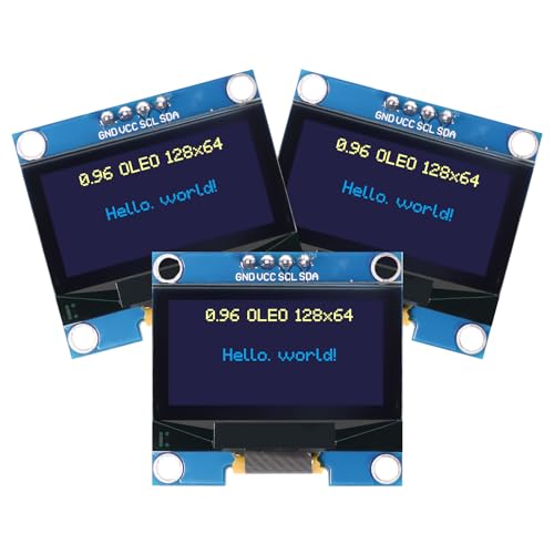 0,96 Zoll OLED Display Modul RUIZHI 3 Stück 0,96 Zoll OLED Display I2C SSD Chip 128 x 64 Pixel I2C Bildschirm Anzeigemodul mit Gelbe und Blaue Schriftzeichen kompatibel mit Arduino von RUIZHI