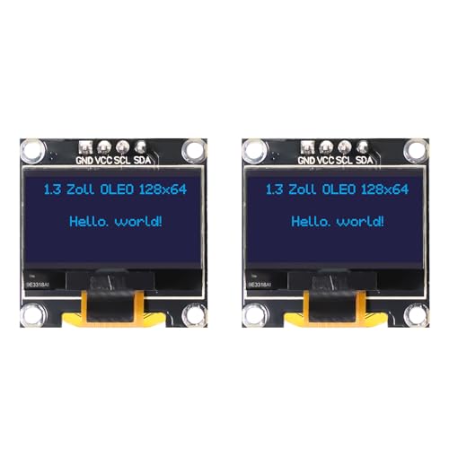 1,3 Zoll OLED Display Modul RUIZHI 2 Stück 1,3 Zoll OLED Display I2C Chip SSH1106 128 x 64 Pixel I2C Bildschirm Anzeigemodul mit Blaue Zeichen kompatibel mit Arduino von RUIZHI