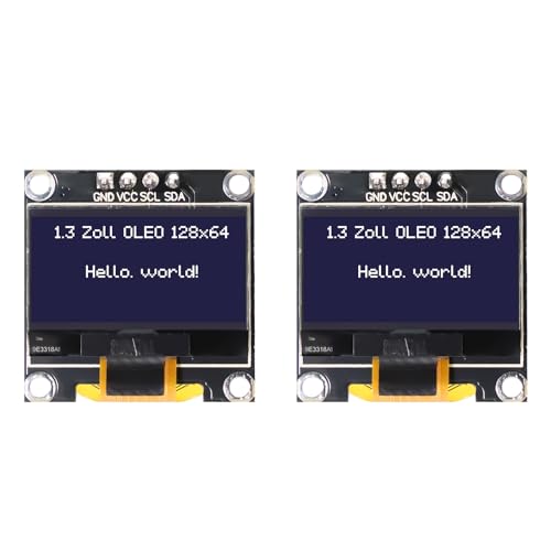 1,3 Zoll OLED Display Modul RUIZHI 2 Stück 1,3 Zoll OLED Display I2C Chip SSH1106 128 x 64 Pixel I2C Bildschirm Anzeigemodul mit weißen Zeichen kompatibel mit Arduino von RUIZHI