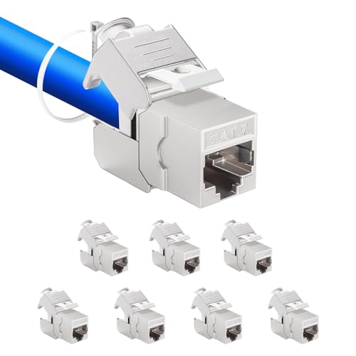 8PCS CAT 7 Keystone Jack Modul Optimal für CAT7 CAT6 CAT6a Verlegekabel Verbinder Patchkabel Netzwerkkabel STP Schirmung RJ45 Buchse 1000 MHz 10 Gbit/s für Netzwerkkabel Patchpanel Datendose Ethernet von RUIZHI