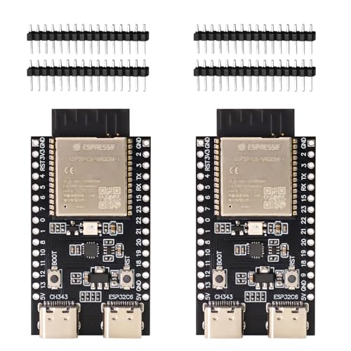 ESP32-C6 ESP32-C6-DevKitC-1-N4 Entwicklungsplatine RUIZHI 2 Stück ESP32-C6-DevKitC-1-N4 Modul Unterstützt WiFi Bluetooth 512KB SRAM 320KB ROM Type-C Schnittstelle 4M Kompatibel mit Arduino von RUIZHI