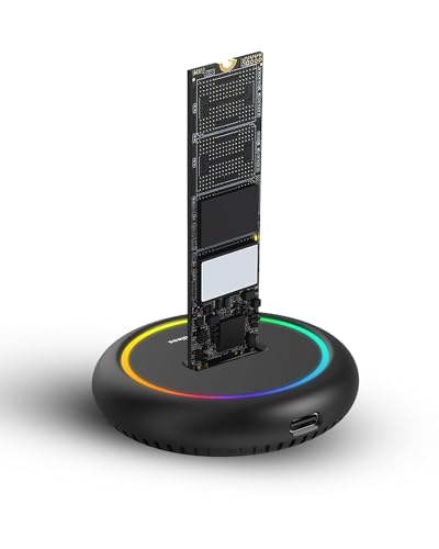 RUIZHI Festplatten Dockingstation M2 Docking Station - RGB Farblichter Dockingstationen für Festplatten, Unterstützt 10Gbps NVME | SATA Protokoll, für B-Key | B&M Key, 2230 2242 2260 2280 SSD von RUIZHI
