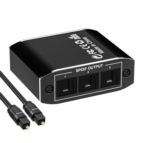 Optischer Splitter, SPDIF Toslink Splitter, 1x3 Digital Audio Verteiler,mit Optical Cable Unterstützt LPCM 2.0, DTS, Dolby - AC3,kompatibel mit PS3 DVD HDTV STB von RUIZHI