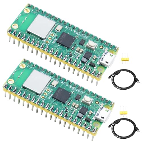 Pico W Raspberry-Pi Microcontroller Board mit WiFi,Vorgelötetem Header Unterstützung 2.4/5 GHZ, Basierend auf RP2040 Mikrocontroller Chip, Dual-Core Arm Prozessor unterstützt C/C++/Python(2 pcs) von RUIZHI