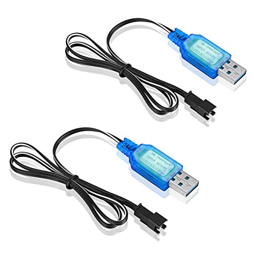 RUIZHI 2 Stück 3,7 V HSP USB-Ladekabel mit SM-2P-Stecker, USB-Ladekabel SM-2P-Stecker NI-MH Battery USB Charger Cable für RC-Drohne, Fahrzeuge von RUIZHI