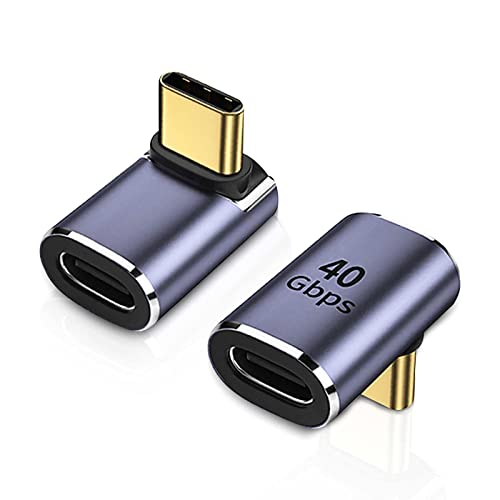 RUIZHI 2 Stück USB C 90° Adapter Typ C,USB C Adapter Typ C Buchse auf Stecker USB C Winkelstecker USB 4.0 40Gbps Datenübertragung Laden Typ C OTG Adapter für Laptop Tablet Telefon von RUIZHI