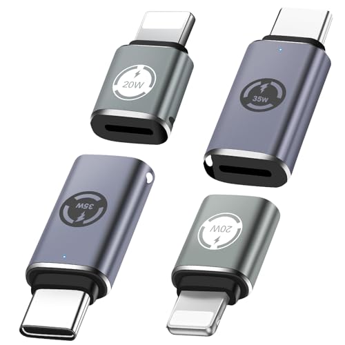 RUIZHI 4 Pack 35W Light-ning zu USB C Adapter + 20W USB C zu Light-ning Adapter für i-Phone 15, Light-ning zu USB C Adapter mit 35W PD Schnellladung&Datenübertragung und CarPlay für i-Phone 15,i-Pad von RUIZHI