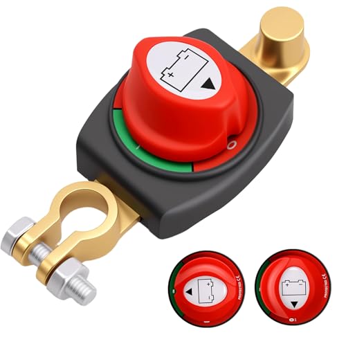 RUIZHI Batteriehauptschalter 12V/24V – Wasserdichter Trennschalter aus Messing mit 275A Nennstrom für Auto, Motorrad, Boot, Marine & Caravan von RUIZHI