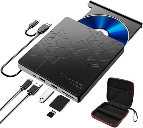 RUIZHI Laufwerk Extern CD DVD Externe Laufwerke Player für Laptop Windows 11/10 /7 Mac MacBook (Black) von RUIZHI