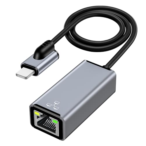 RUIZHI Lightning-auf-Ethernet-Adapter,[Apple MFi-Zertifiziert] Lightning-zu-RJ45-Ethernet-LAN-Netzwerkadapter mit Ladeanschluss, 100 Mbit/s High Speed kompatibel mit iPhone/iPad/iPod von RUIZHI