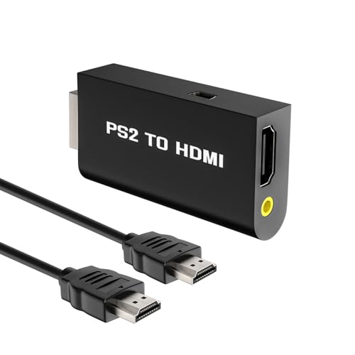 RUIZHI PS2 zu HDMI Konverter, PS2 zu HDMI Adapter Konverter PS2 auf HDMI Konverter mit 3,5 mm Kopfhörer Audio Buchse und 1.2 m HDMI Kabel kompatibel mit PS2 HDTV HDMI-Monitoren von RUIZHI