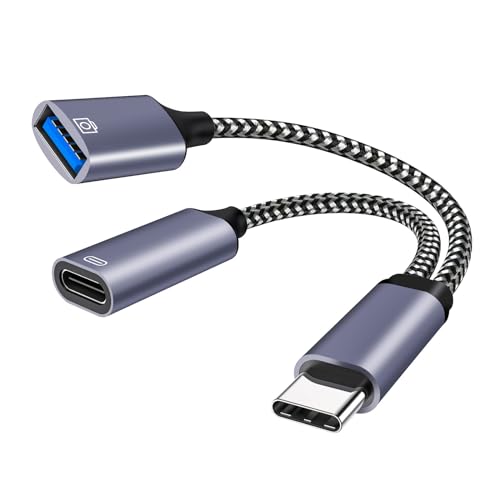RUIZHI USB C Adapter auf USB OTG Kabel USB C Splitter 1 zu 2 zum Laden und Video USB C Verteiler mit 10W Schnellladung Typ C OTG und USB3.0 A Buchse Port für Handys U-Disk PC, Tablets, TV ect von RUIZHI