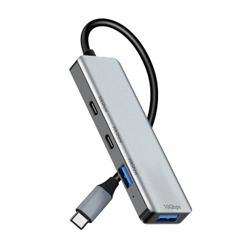 RUIZHI USB C Hub - USB 3.2 Verteiler 10Gbps, 2 USB-A&2 USB-C-Anschlüsse, Plug & Play, USB Mehrfachstecker kompatibel mit PC, Xbox, PS5, USB 3.2 Hub kompatibel mit Mac OS,Window,Linux (60 cm) von RUIZHI