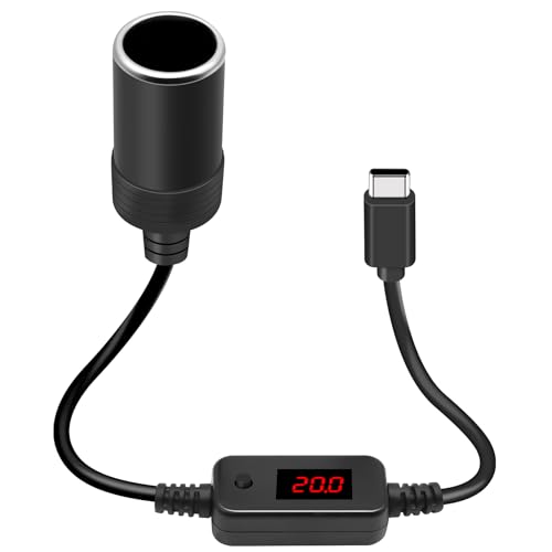 USB C auf Zigarettenanzünder, 60W USB C Stecker auf 12 V Auto Zigarettenanzünder Adapter, USB Zigarettenanzünder für Auto-Recorder, Streaming-Rückspiegel, Geschwindigkeitsradar, Auto-Umgebungslicht von RUIZHI