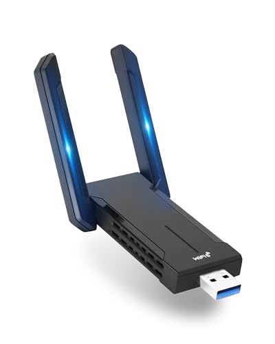 USB WLAN Stick AX 5400, 5374Mbps USB WiFi Adapter PC, USB 3.0 WLAN Stick WiFi 6, Adapter WiFi 6 USB mit 2 x 5dBi Antenna, mit Dualband (5.8GHz/2.4GHz) für Windows 10/11 (Schwarz) von RUIZHI