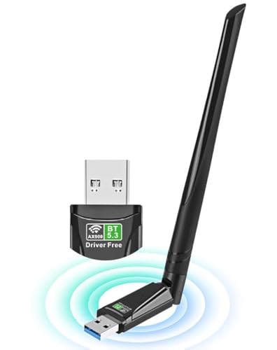 RUIZHI WiFi 6 Bluetooth WLAN Stick für PC, AX900M Dual Band WLAN Adapter mit Extern 5dBi Antenne, USB WiFi Dongle Bluetooth Adapter für PC/Desktop/Laptop Kompatibel mit Windows 11/10 von RUIZHI