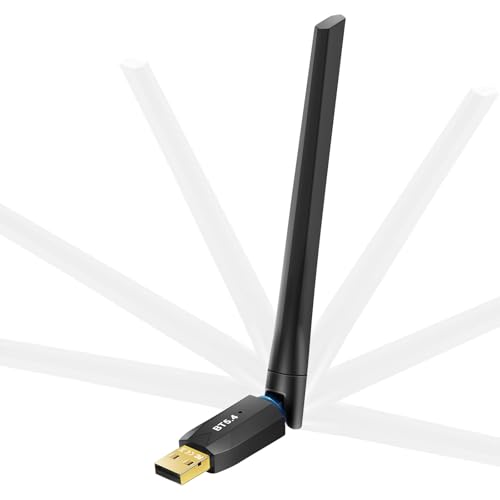 WiFi Bluetooth USB 2x5dBi, 5.4 USB Dongle Adapter, Bluetooth Stick für PC, Bluetooth Adapter Dongle, Bluetooth Stick, Low Latency, Plug & Play, mit Windows 7/10/8.1/11 (Schwarz) von RUIZHI