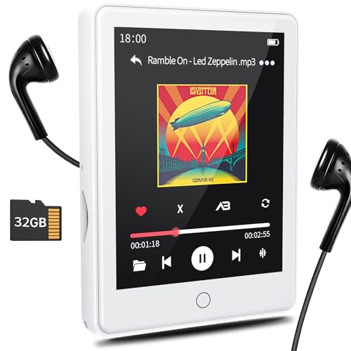 32GB MP3 Player Bluetooth 5.3 mit 2.8 Zoll Voller Touchscreen, Eingebauter Lautsprecher,Verlustfreier HiFi-Musikplayer, mit UKW-Radio, Aufnahme,E-Book, Wecker,Unterstützung bis zu 128 GB 32GB MP3 Player Bluetooth 5.3 mit 2.8 Zoll Voller Touchscreen, Eingebauter Lautsprecher,Verlustfreier HiFi-Musikplayer, mit UKW-Radio, Aufnahme,E-Book, Wecker,Unterstützung bis zu 128 GB von RUIZU