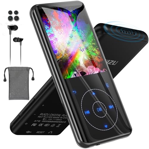 64GB MP3 Player Bluetooth 5.3, HiFi Musik Lossless Sound, Metallgehäuse Built-in HD Speaker，Touch-Taste, Lautsprecher,Voice Recorder für Sport, Laufen, erweiterbar bis zu 128GB (64G Schwarz) von RUIZU