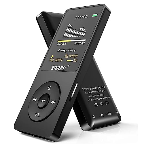 MP3 Player mit Bluetooth 5.0, RUIZU 16GB Musikplayer für Kinder, Digitaler Audioplayer, FM-Radio, Sprachaufzeichnung, Videowiedergabe, E-Book, 80 Stunden Wiedergabe, erweiterbar auf bis zu 128GB von RUIZU