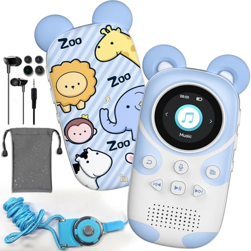 RUIZU 64GB MP3 Player Kinder Bluetooth 5.3 mit kopfhörer Lautsprecher Unterstützt UKW-Radio, Wecker, EIN-Tasten-Aufnahme, Stoppuhrfunktion von RUIZU