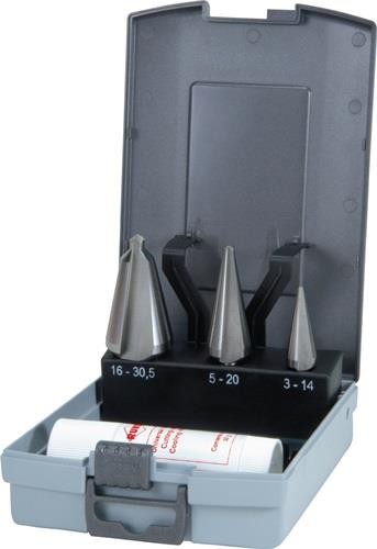 Ruko Blechschälbohrersatz 3-14/5-20/16-30,5mm HSS-Co5 4tlg.ABS-Ku.-Kass. von RUKO Präzisionswerkzeuge