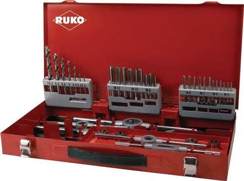 Ruko Gewindeschneidzeugsatz M3-M4-M5-M6-M8-M10-M12 44tlg.HSS 245030 Ruko Gewindeschneidzeugsatz M3-M4-M5-M6-M8-M10-M12 44tlg.HSS 245030 von RUKO Präzisionswerkzeuge